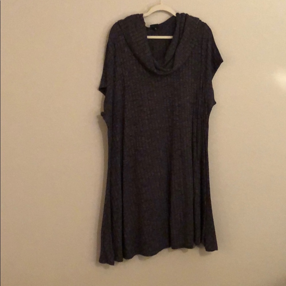 Grey Sweater Dress with Neck Detail